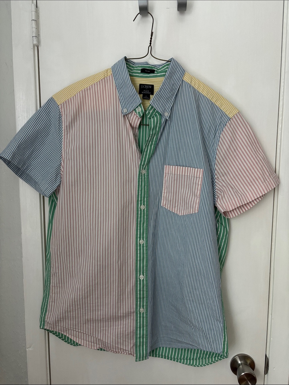 J. Crew Multicolor Striped Short-Sleeve Button-Down Shirt